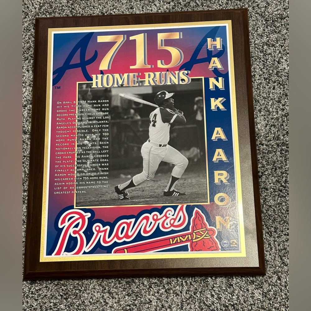 Hank Aaron 715 Home Runs plaque Atlanta Braves Baseball Milwaukee Steiner Sports